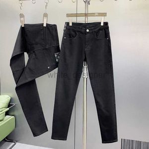 Calças de brim masculinas de luxo designer jeans outono/inverno novas calças de brim moda marca em linha reta ajuste elástico lavagem high end luz calça masculina de luxo