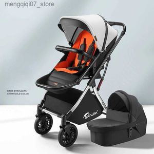 Kinderwagen# Kinderwagen Luxus Hohe Landschaft Design 2 in 1 Stoßdämpfung Kinderwagen Baby Neugeborenen Kinderwagen Zwei-Wege-Kinderwagen Falten Kinderwagen L240319