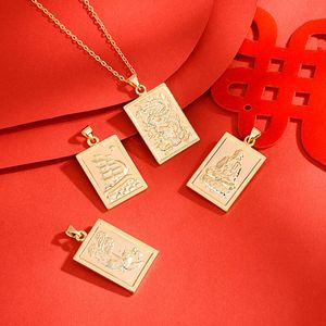 Ny kinesisk stil Guld Zodiac Dragon Pendant -halsband för barn