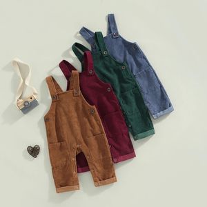 Infant Baby Boys Girls Suspender Pants Autumn Sleeveless Jumpsuit Children Sling Corduroy Overall Toddler Clothes 05 Years 240307