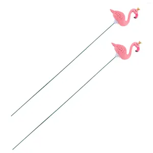 Garden Decorations 2 Pcs Flamingo Decoration Outdoor Lawn Yard Resin Wood Pile Flamingos Ornaments