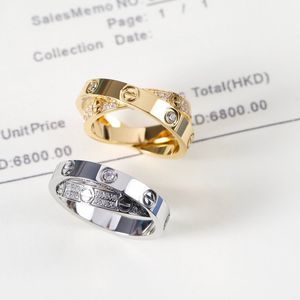 Designer smycken älskar ring dubbel cirkelmärke för kvinnors bröllopsengagemang present Multi storlek med låda