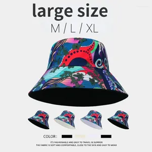 Berets XL 60-63cm Big Head Reversível Bucket Chapéu Proteção Solar Panamá para Homens Mulheres Pescador Cap Grande Tamanho Viagem Go Shopping