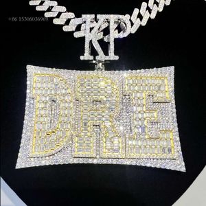 قلادة موسانيت مخصصة sterling Sier Iced Out Moissanite Diamond Pendant