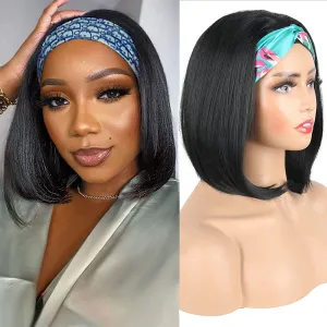 Wigs Women's Wig Black High Temperature Short Bob Headband Synthetic Wigs 10 Inch Straight Hair Cosplay Party Drag Queen