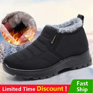 Boots New Women's Fleece Lined Snow Boots, Winter Warm Waterproof Slip On Ankle Boots, Thermal Outdoor Short Boots 2023