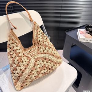 2024 Summer New MM Woven Straw Bag Vacation Beach Bag Women's Shoulder Bag