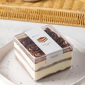 Opakowanie na prezenty 10pcs/Lot Tiramisu Pet Cake Pudełka z przezroczystymi pokrywkami do jednorazowych pojemników na jedzenie piekarnię na świąteczne przyjęcie weselne