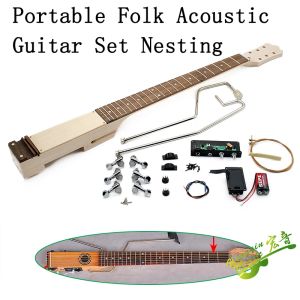 Guitarra folk mudo portátil dobrável violão conjunto de combinação diy viagem de negócios iniciante prática viagem de negócios bordo jacarandá