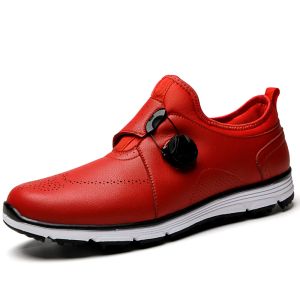 Shoes New Men's Golf Shoes Leather Breathable Waterproof Antislip Training Shoes White Blue Red Black Golf Sneakers3646