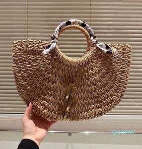 2024 Lafite Grass Tote Bag Woven Vegetable Basket Beach Straw Handbags Fashion Letters Summer Handbag Pocket Frond Material