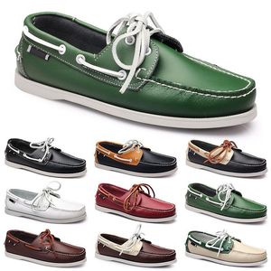 Sapatos casuais masculinos preto lazer prata taupe dlives marrom cinza vermelho verde andando baixo macio multis couro masculino tênis ao ar livre formadores sapatos de barco respirável bb016