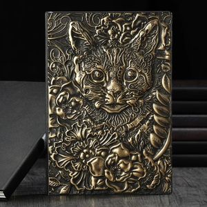 A5 Cat Star Hardcover Retro Notepad Student Learning Record Imitation Leather Notebook Business Office Stationery 240311