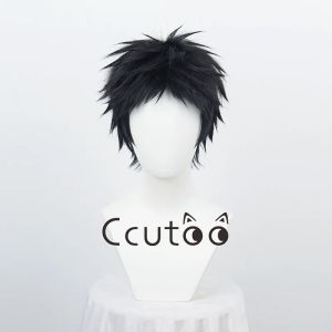 Wigs Anime Haikyuu !!Akaashi Keiji Cosplay Wig Men 30cm preto peruca resistente ao calor Synthetic Hair Party Anime Cosplay Wigs + Wig Cap