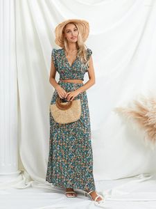 Skirts Women S Boho Floral Print V-Neck Crop Top And Maxi Skirt Set Y2K Summer Beachwear With Gypsy Vibes