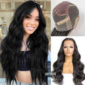 Syntetiska peruker Syntetiska peruker Luffyhair Full spetsar Hårhår peruker PRECLED för kvinnor Brasilianska Remy Hair Wavy Transparent HD Full Spets Wigs 240328 240327