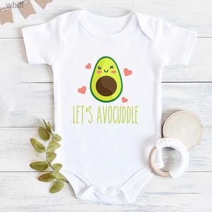 Rompers Lets Avocuddle Baby Summer Bodysuit Fashion Short Sleeve Romper Cute Funny Avocado Print Gender Neutral Baby Stuff Clothes RopaC24319