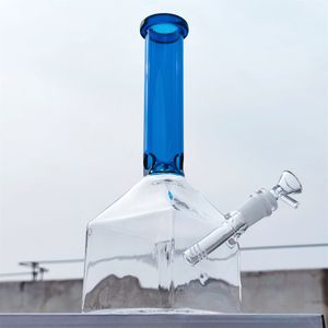 12-Zoll-Glasbecher-Bongs mit quadratischer Basis, seltenes Design, berauschende Bong, Wasserpfeife, Traingle, Bohrinseln, Bubbler, Wasserpfeife, Bong, Tabakrauchen, Rauchpfeifen, Bongs, 14-mm-Schüssel