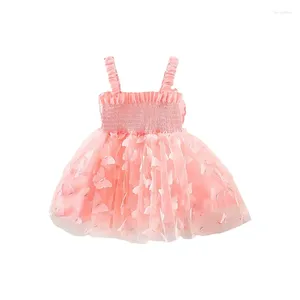 Vestidos de menina princesa bebê tutu vestido sem mangas borboleta tule renda pogal roupas de verão