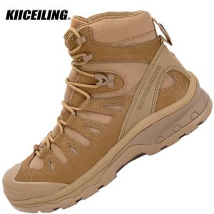 Skor kiiceiling 4d vandringsskor Taktiska stövlar för män Kvinnor Läder Sneakers Sport Trekking Hunting Militär arbete Kombat Desert Boot