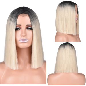 Perucas de cabelo sintético curto bob perucas com parte média ombro comprimento cabelo reto peruca cosplay para mulheres resistente ao calor ombre cabelo