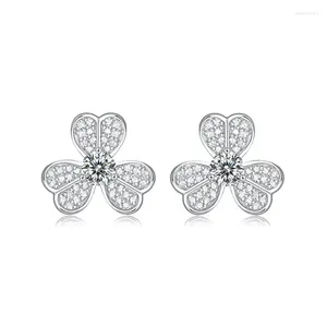 Dangle Earrings Luxury Fashion S925 Sterling Silver Platinum Plated Earring VVS1 D Color Moissanite Diamond Lucky Clover Ear Stud For Women