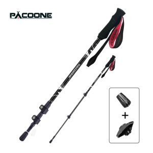 スティックPACOONE ULTRALIGHT FOLDING MULTALIFCTION POLE PORTABLE ALPENSTOCK SNOW WALKING STICK OUTDOOR CLIMING HIKING STICK CAMPING NEW