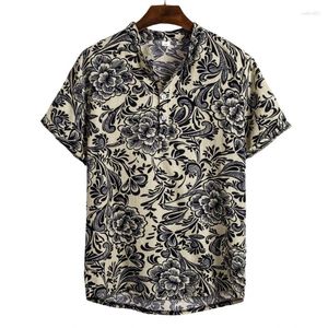 Herren-Freizeithemden, Leinen-Herrenhemd, T-Shirts, Herrenbekleidung, modische Blusen, soziale Luxus-Hawaii-Baumwolle, hochwertiges Polo