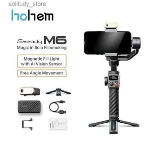 Estabilizadores Hohem iSteady M6 kit portátil estabilizador de junta universal selfie tripé adequado para smartphones com luz de preenchimento magnético AI para iluminação de vídeo Q240319