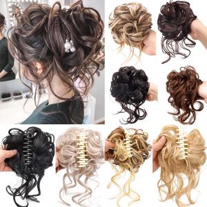 合成ウィッグヘアアクセサリー合成女の子クローオンヘアシニョンヘアピースカーリーヘアクリップ耐熱性レディスヘアゴールデングレーパンウィッグ240328 240327