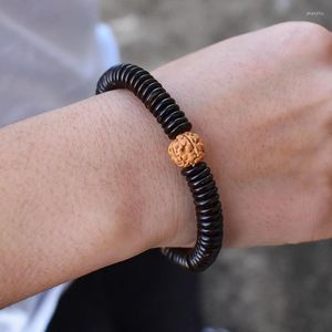 Strand Rudraksha Hindistan Cevizi Kabuğu Ahşap Streç Bilezik Unisex Sağlık Şanslı Tibet Takı Erkekler Kadın Hediye Ürünleri Yoga Meditasyon