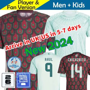 뉴 멕시코 2024 코파 아메리카 Raul Chicharito 축구 유니폼 2023 Lozano Dos Santos 축구 유니폼 24 25 어린이 키트 H.lozano 남자 세트 셔츠 유니폼 팬 플레이어