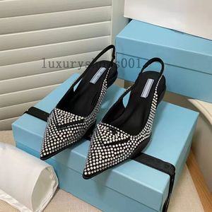 Luxury brands Dress Shoes sandal high heels low heel Black Brushed leather slingback pumps black white patent leathers 34-41 3.7 02