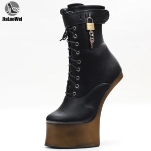 Botas de salto alto sofisticadas para Ponyplay, Botas de tornozelo de plataforma, acessórios de fetiche novidade, tamanho 36 a 46, 7 polegadas de altura