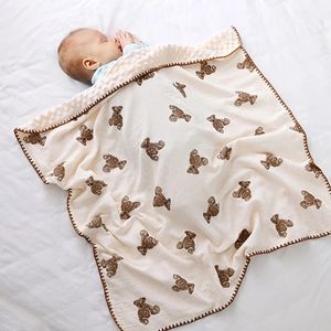 Baby Swaddle Blanket Cotton Wrap Blanket for Infant Breathable-Velvet Security Blanket born Bedding Soothing Quilt 240313