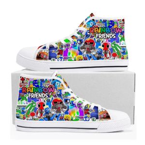 Scarpe arcobaleno amici top high top game cartoon game maschile adolescente tela di alta qualità scarpe di moda casual su sarto