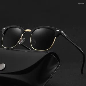 Solglasögon Half Frame Oval Form Men Classic Vintage Drive Sun Glasses Women's Brand Designer Eyewear UV400
