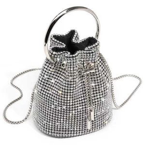 Top Bolsas de Ombro Mulheres Designer Bolsas Sacola Balde Diamante Moda Requintado Jantar Incrustado Único Ombro Mensageiro 240311