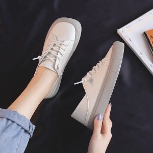 أحذية Pofulove Square Toe White Tennis Women's Shoes تصميم الأزياء