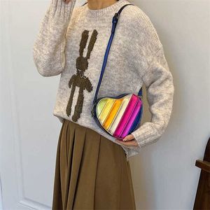 Chic Shoulder Bags Patchwork Peach Designer Handbags Heart Tote Bag Love Small Womens Single Shoulder Crossbody Bags 240311