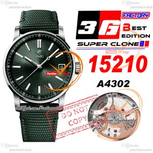 Code 11.59 15210 A4302 Automatic Mens Watch 3GF 41mm Steel Case Green Index Textured Dial Nylon Leather Strap Super Edition Puretimewatch Reloj Hombre