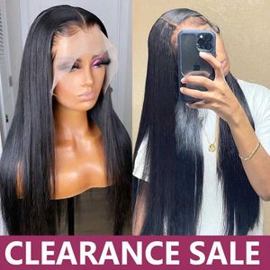 Perucas sintéticas 13x4 13x6 Glueless Lace Frontal Peruca Cabelo Humano 32 34In Osso Em Linha Reta Cabelo Humano Transparente Lace Front Wigs Para Mulheres Preplucked 240328 240327