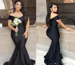 Czarna syrena długa sukienki druhna plus rozmiar poza ramionami długość podłogi ogrodowa pokojówka weselna gość gościs6725625