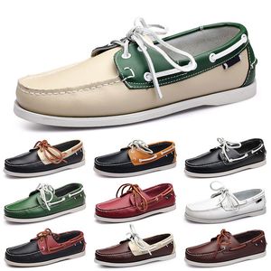 Sapatos casuais masculinos preto lazer prata taupe dlives marrom cinza vermelho verde andando baixo macio multis couro masculino tênis ao ar livre formadores sapatos de barco respirável aa023