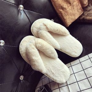 HBP Non-Brand Ladies Winter Autumn Plush Fluffy Faux Fur Bridal Party Thong Slides Warm Slippers Sandals Furry Flip Flops Fur Slippers