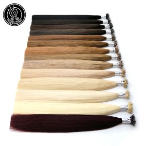 Extensions Fairy Remy Hair 0.8g/s 1820 inch Remy Micro Beads Human Hair Extensions European Dark Brown Blonde Piano Nano Ring Hair 50pcs