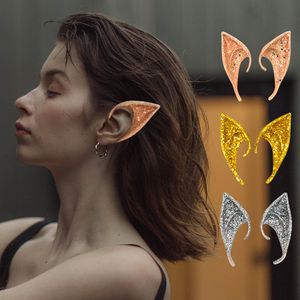 Acessórios de dança de palco Halloween Elf Ears Angel Pointed Ponta Luminosa Glitter Cosplay Adereços Látex Halloween Costume Party Orelhas de Fada para Festival