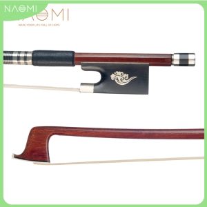 Guitar NAOMI Brazilwood Violin Bow 4/4 Violin/ Fiddle Bow Round Stick White Mongolia Horsehair Ebony Frog Well Balanced Bow