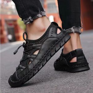 Ny gränsöverskridande 2024 Casual Shoes Stora herrskor Tjock söm Sole Summer Net Tyg täcker Sandaler Fashion Casual Sandaler Mens Storlek 39-48