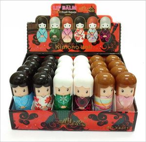 Chegada 24 pcs Magia À Prova D 'Água Dos Desenhos Animados Kimono Boneca Lip Balm Hidratante de Longa Duração Batom Mulheres Maquiagem Labial 240312